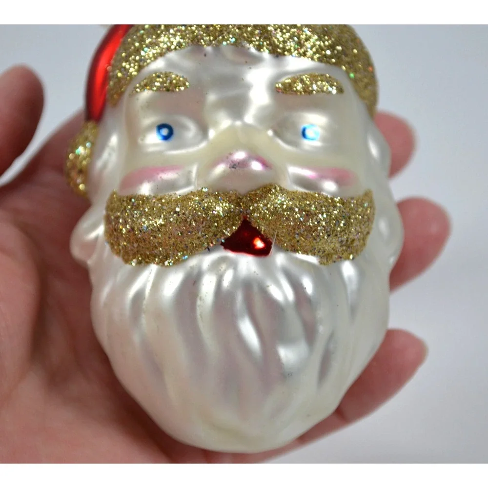 New Glass‎ Santa Head Christmas Tree Ornament 4.5